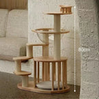 MimoPaws Árbol para Gatos de Madera premium Maciza Natural con Hamaca de Acrílico