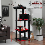 Árbol para gatos de interior de 143 cm, con 5 niveles