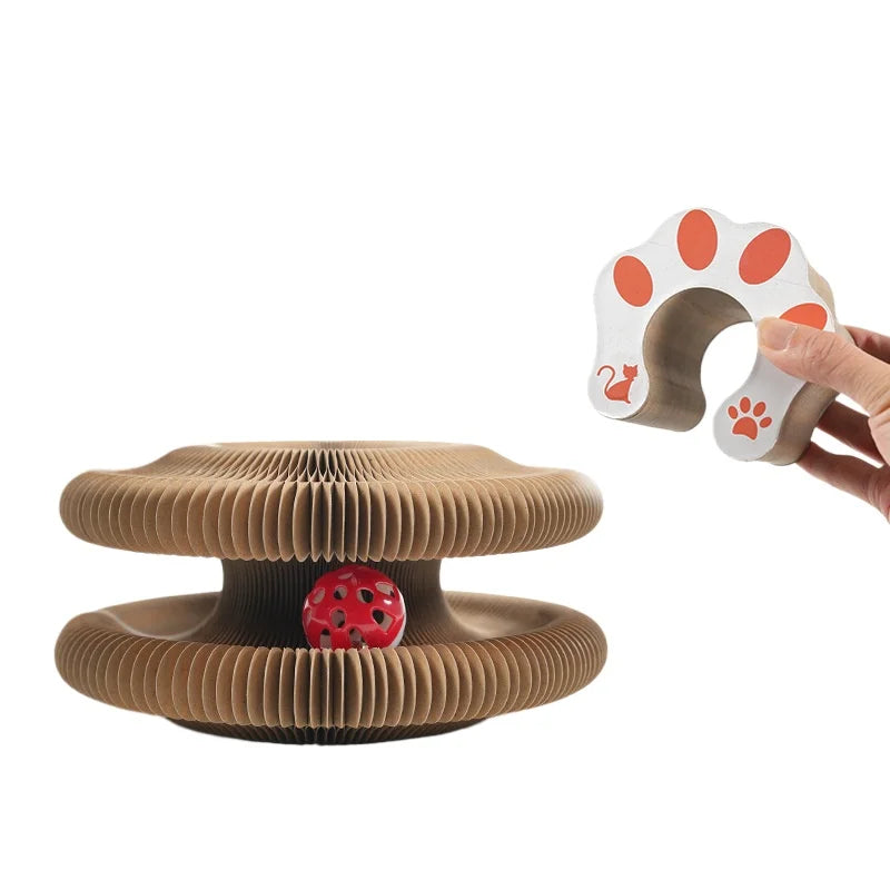 Tablero Rascador Plegable para Gatos con Juguete Interactivo
