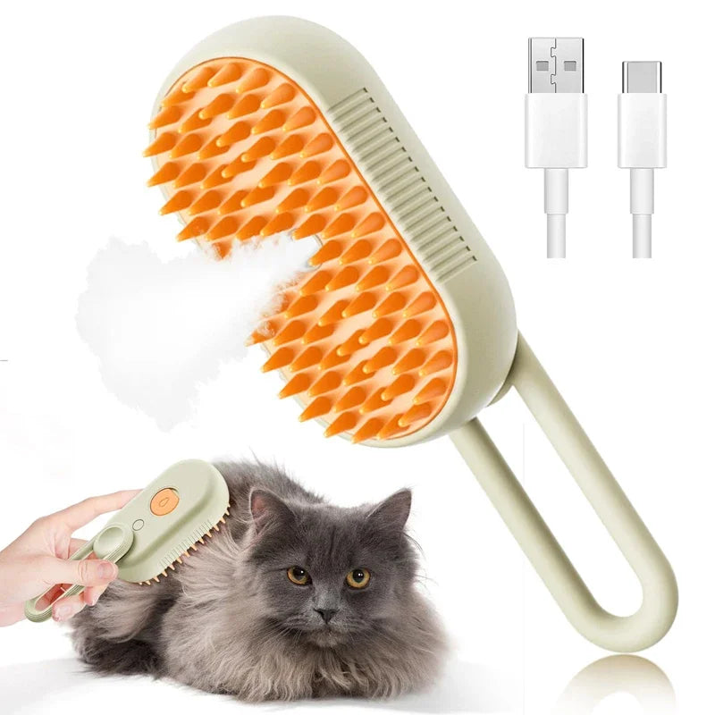 Cepillo de vapor 3 en 1, quita Pelo, peine y masaje para mascotas