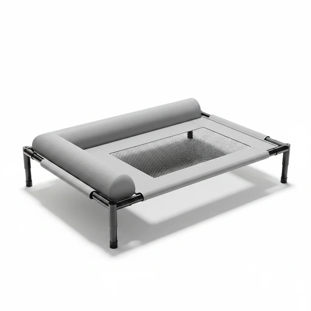 Cama Elevada con Malla Transpirable y Almohada