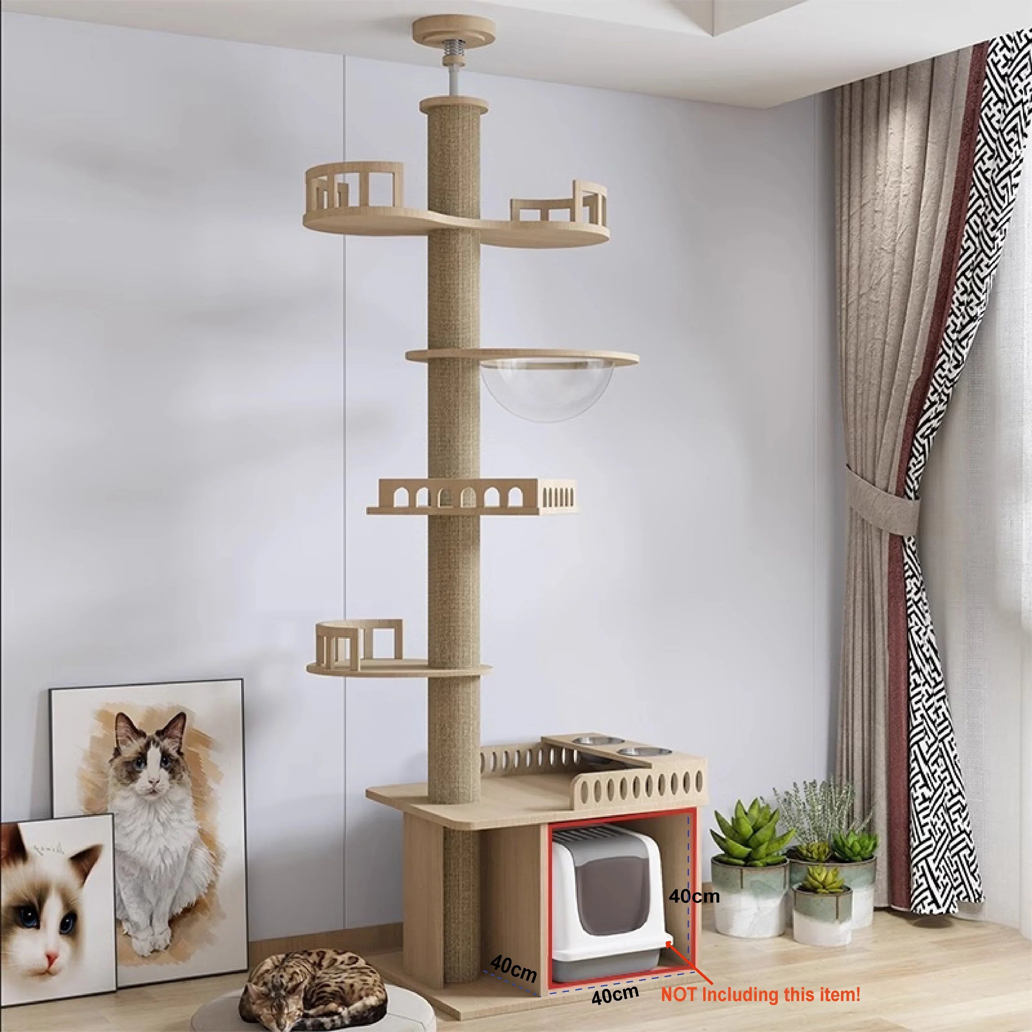 MimoPaws Casa de árbol Ajustable y Personalizable de madera solida para gatos