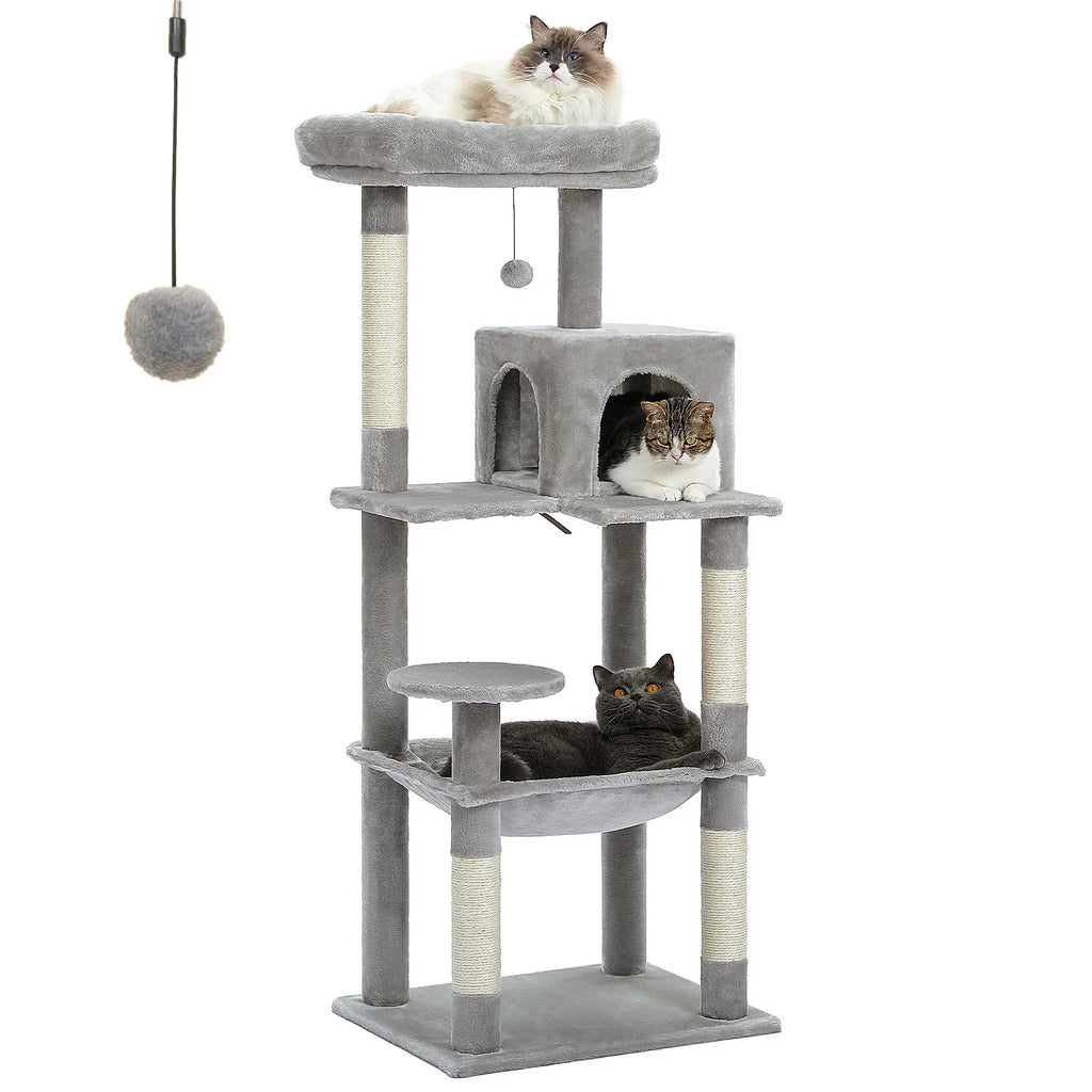 Árbol para gatos de interior de 143 cm, con 5 niveles