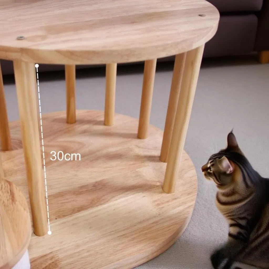 MimoPaws Árbol para Gatos de Madera premium Maciza Natural con Hamaca de Acrílico