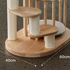 MimoPaws Árbol para Gatos de Madera premium Maciza Natural con Hamaca de Acrílico