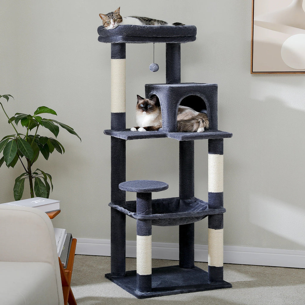 Árbol para gatos de interior de 143 cm, con 5 niveles
