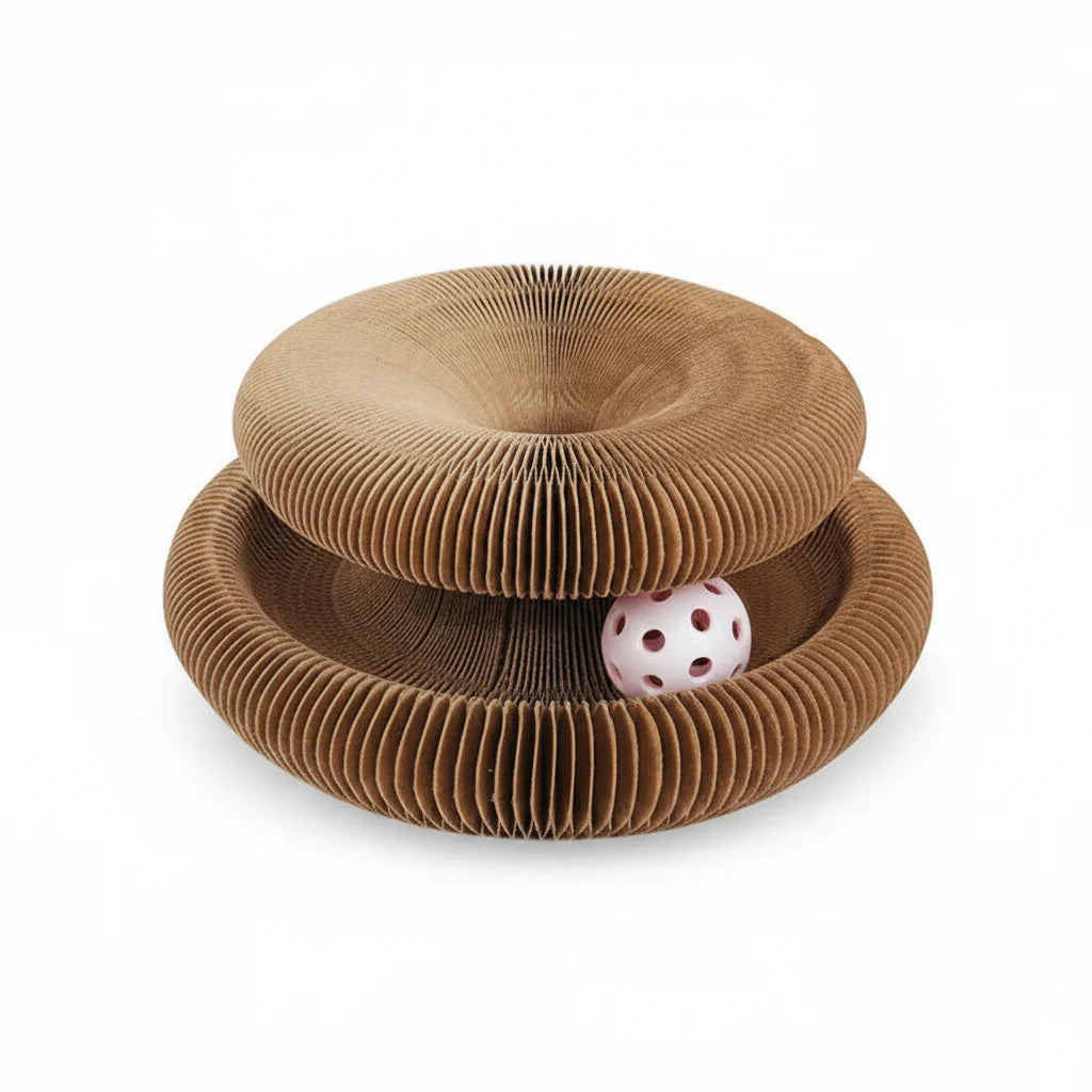 Tablero Rascador Plegable para Gatos con Juguete Interactivo