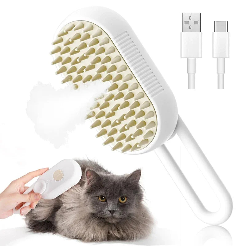 Cepillo de vapor 3 en 1, quita Pelo, peine y masaje para mascotas