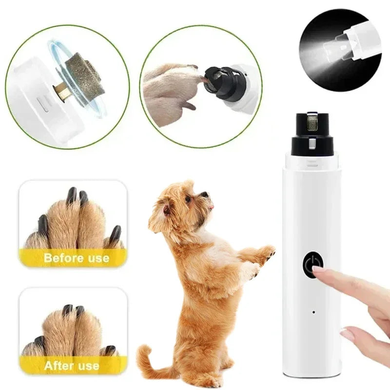 Cortaúñas eléctrico para mascotas recargable por USB y Luz LED