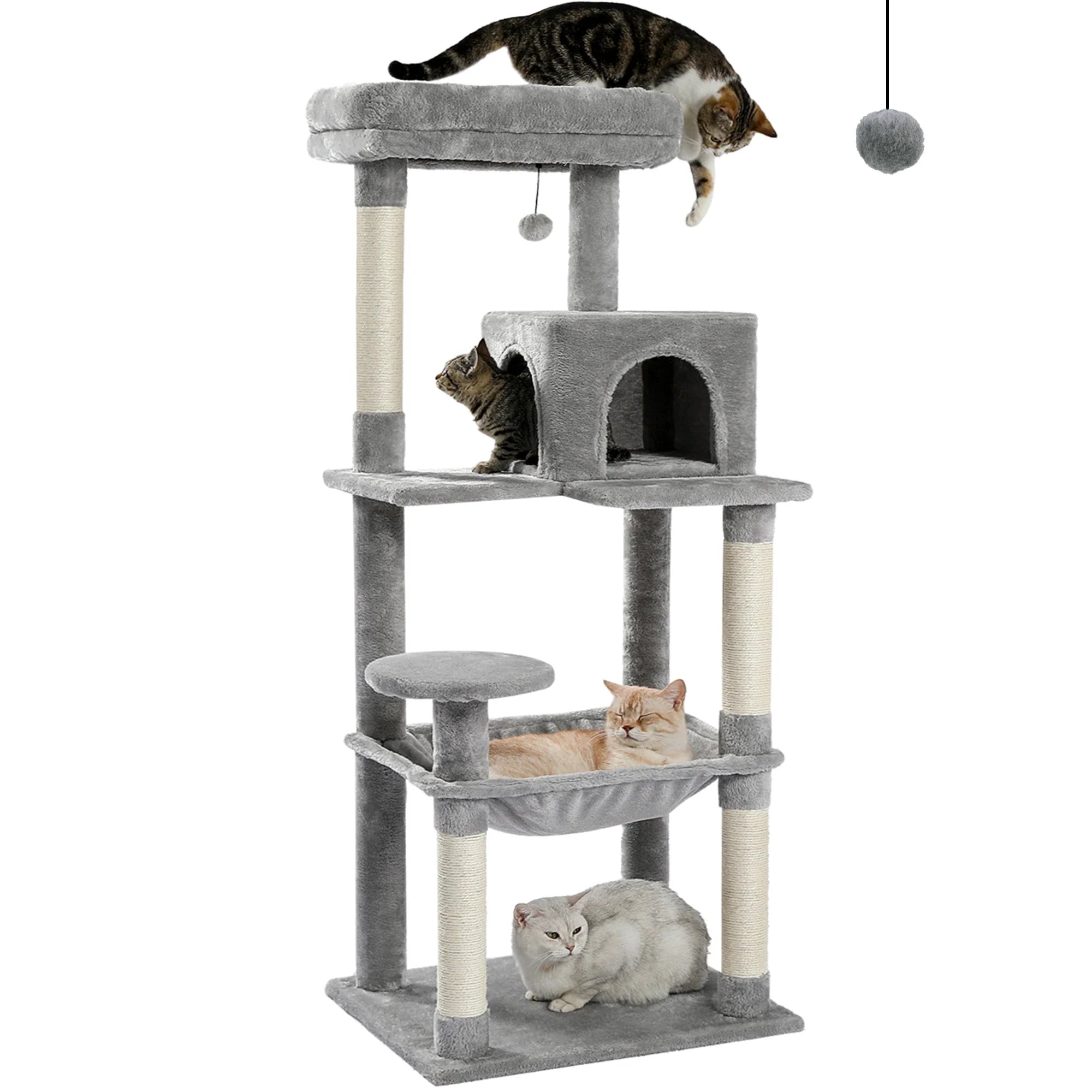 Árbol para gatos de interior de 143 cm, con 5 niveles